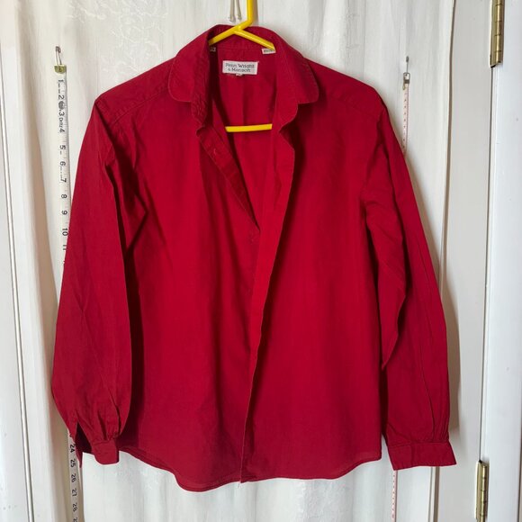Fenn Wright Manson Tops - Vintage Women's Fenn Wright & Manson Red Button-Down Shirt